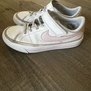 Nike Kids White and Pink High-Top Sneakers